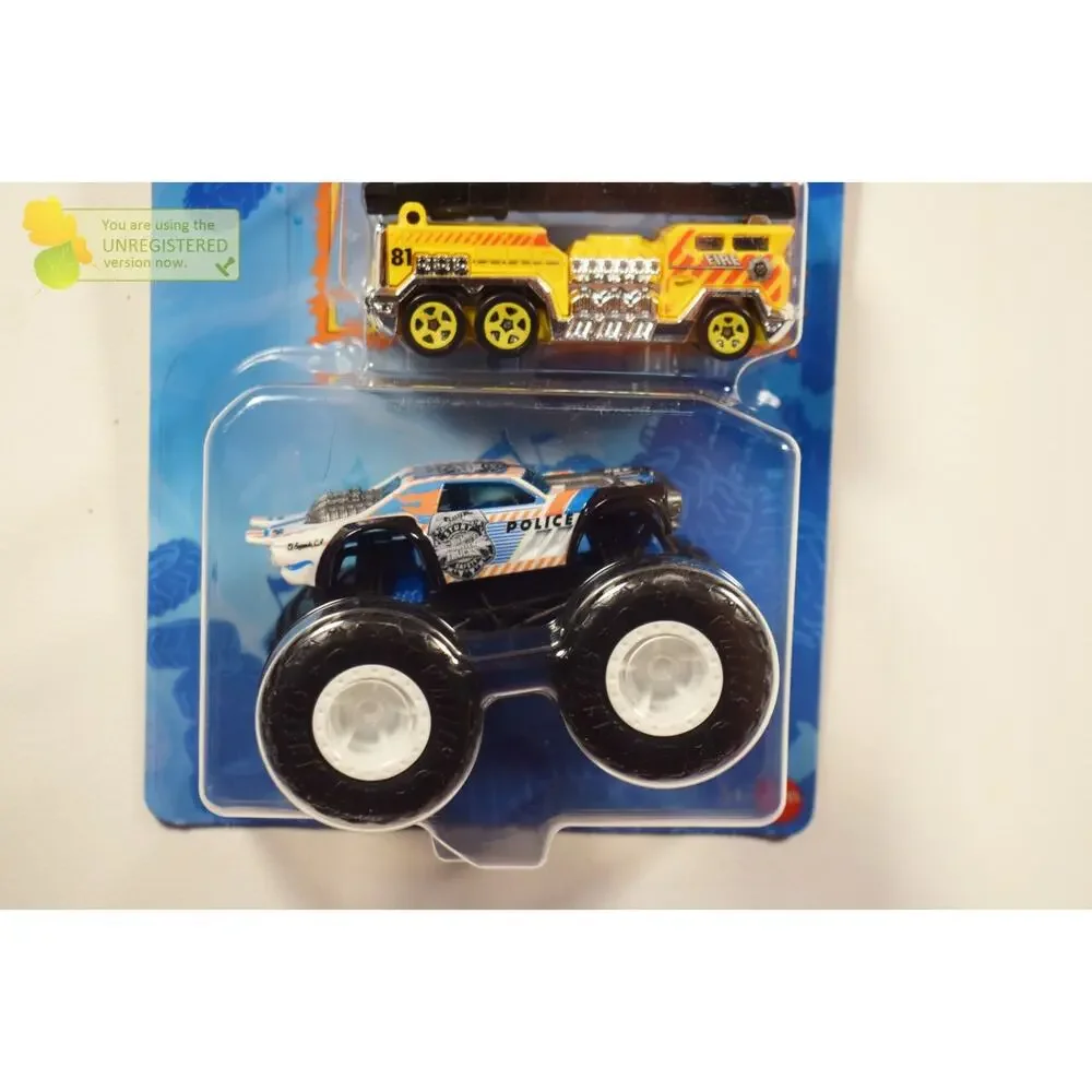Hot Wheels Monster Truck Night Shifter and 5 Alarm Hot Wheel 1/64 Scale